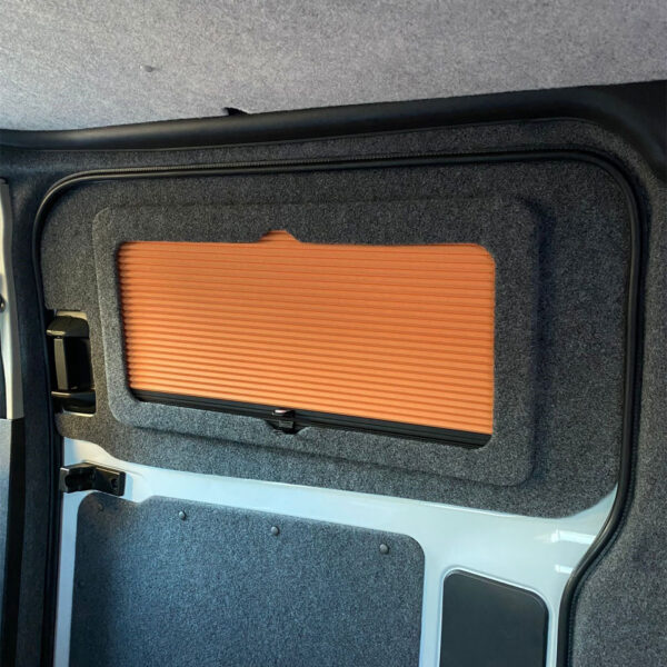 ford transit custom window pod m with orange blind and dark coloured carpet